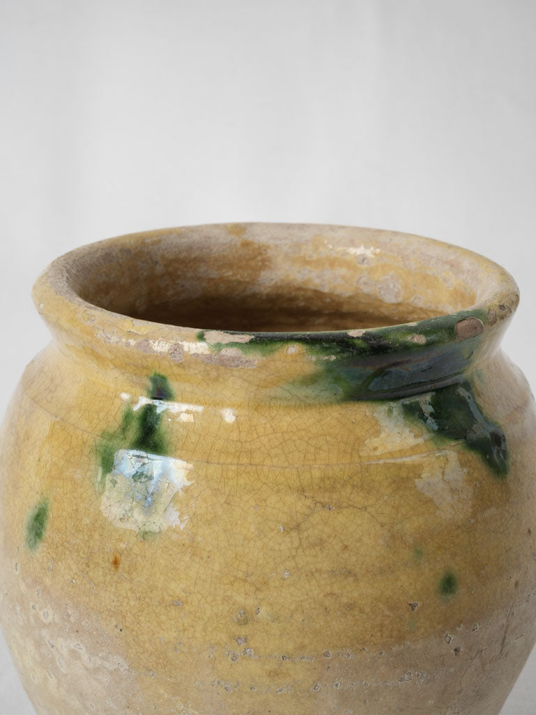 Aged dark glazed French flower pot