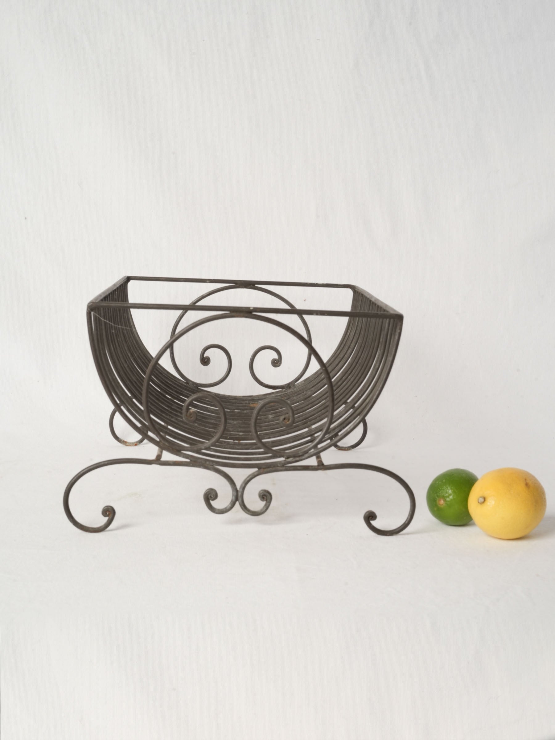 Semi-circular Vintage French Metal Dish Rack w/ Pretty Scrolls