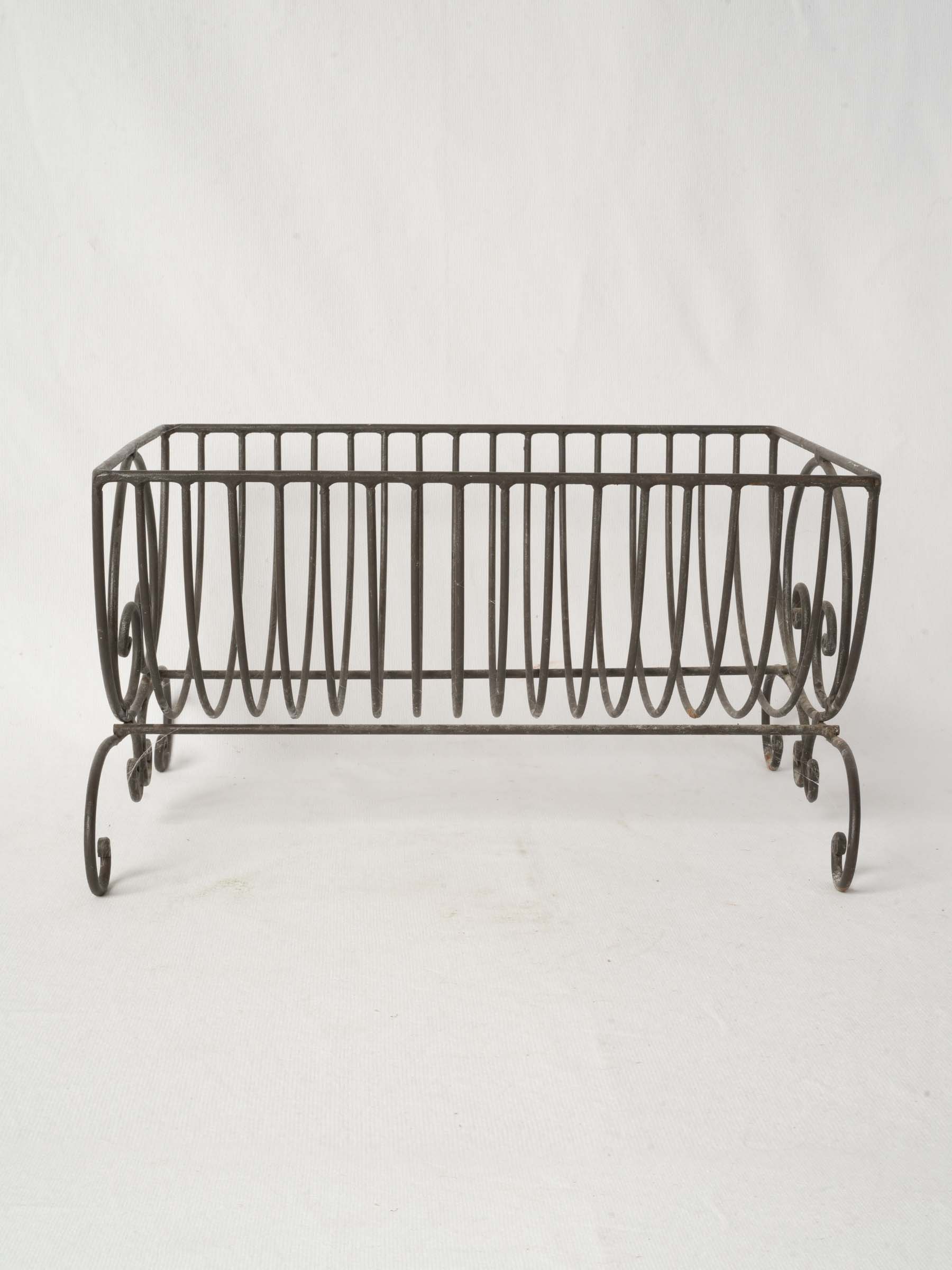 Semi-circular Vintage French Metal Dish Rack w/ Pretty Scrolls