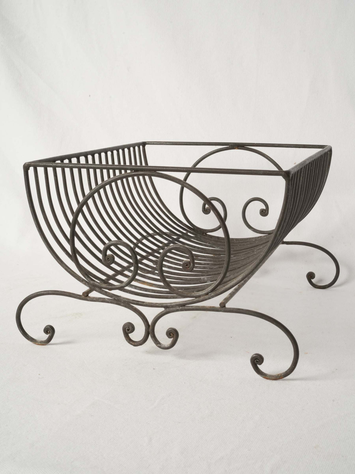 Semi-circular Vintage French Metal Dish Rack w/ Pretty Scrolls