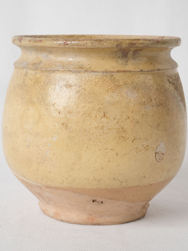 Antique yellow French confiture pot