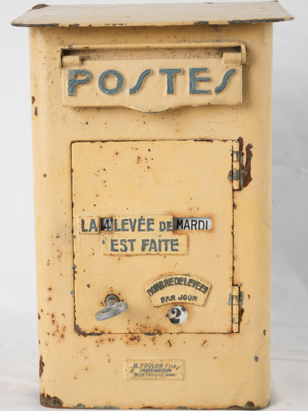 Antique French Postbox - Yellow 15"