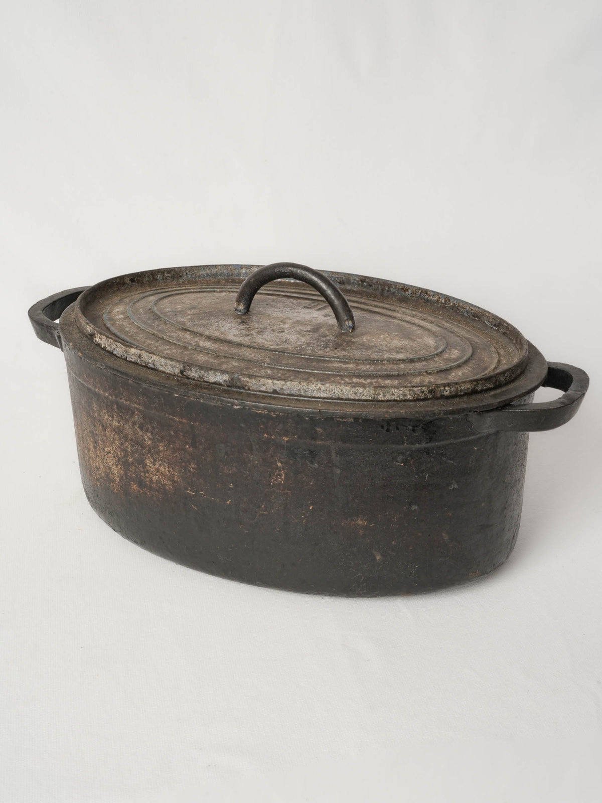 Antique French Cast Iron Lidded Casserole from Chanteduc 16½" x 10¼"
