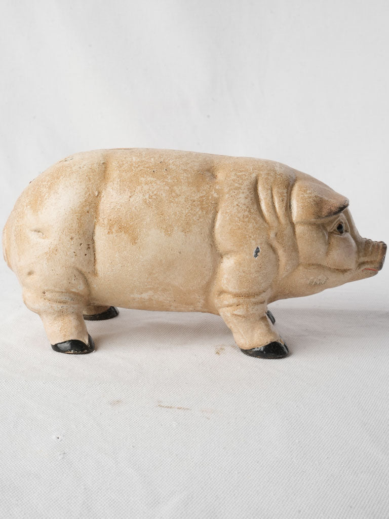 Early 20th-Century Cast Iron Piggy Bank w/ Glass Eyes - 10¾"