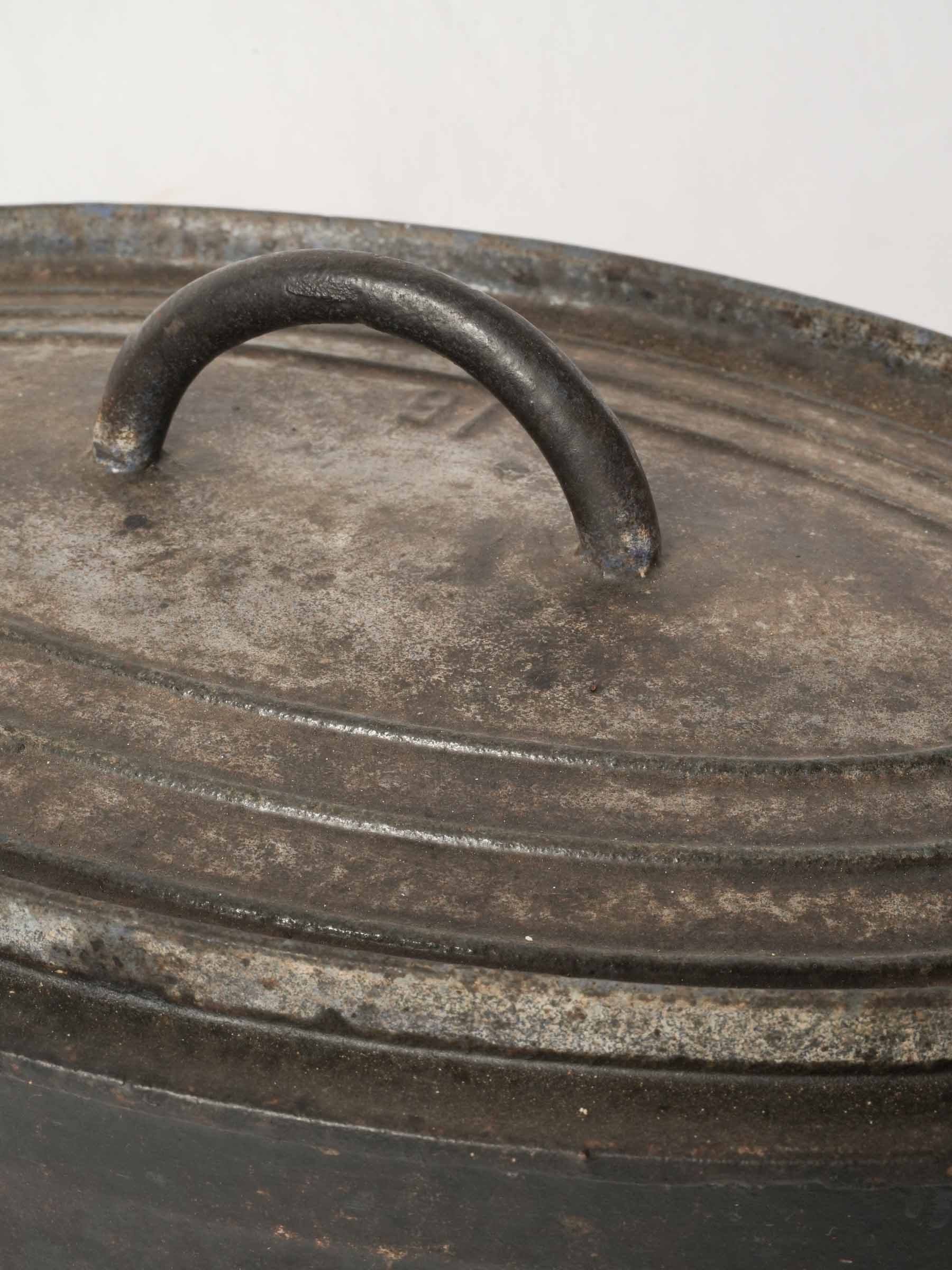 Antique French Cast Iron Lidded Casserole from Chanteduc 16½" x 10¼"
