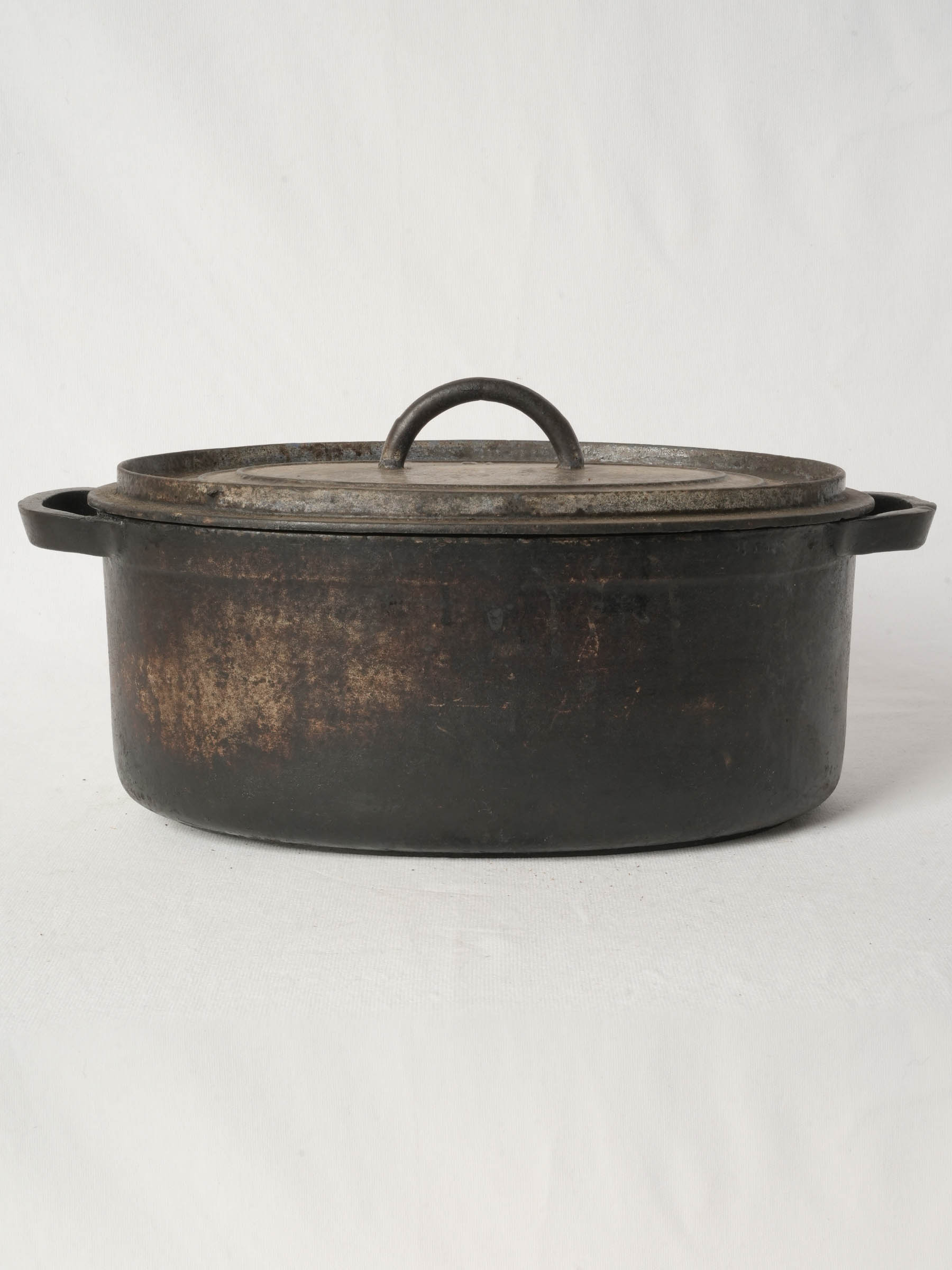 Antique French Cast Iron Lidded Casserole from Chanteduc 16½" x 10¼"