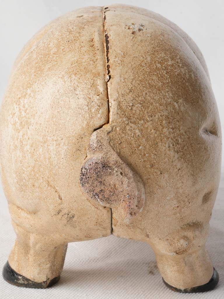 Early 20th-Century Cast Iron Piggy Bank w/ Glass Eyes - 10¾"