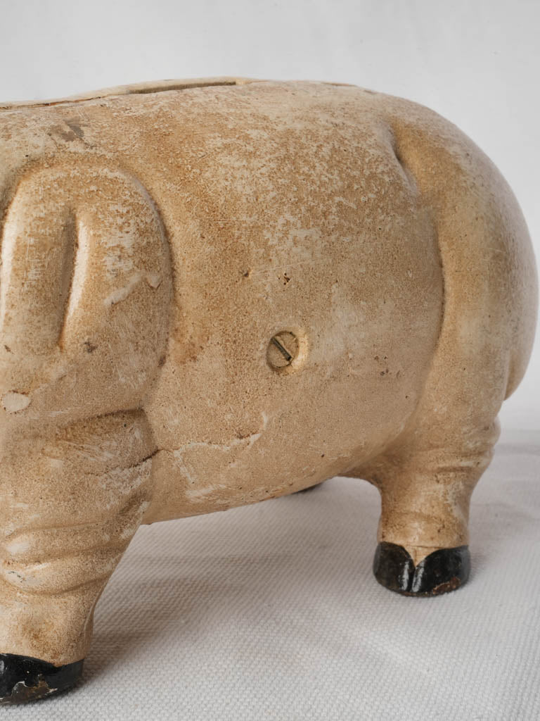 Early 20th-Century Cast Iron Piggy Bank w/ Glass Eyes - 10¾"
