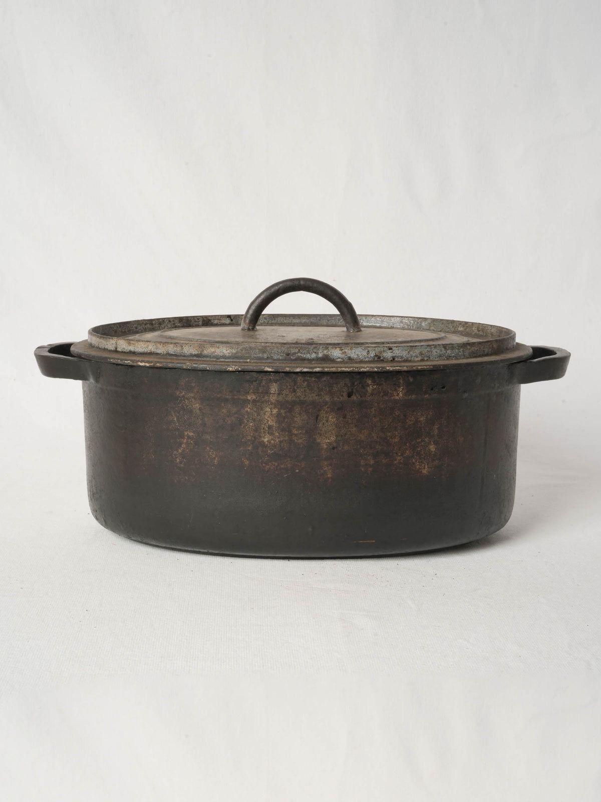 Antique French Cast Iron Lidded Casserole from Chanteduc 16½" x 10¼"