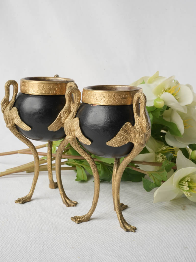 Pair of Antique French Patinated and Gilt Bronze Cassolettes - 6¼"