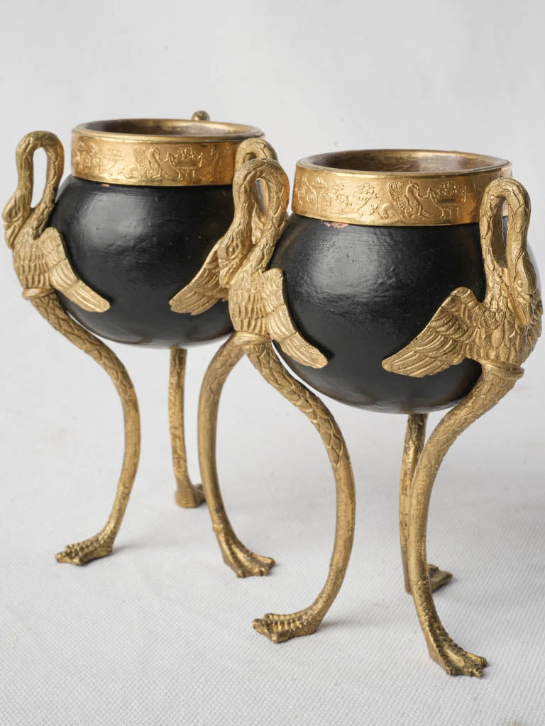 Pair of Antique French Patinated and Gilt Bronze Cassolettes - 6¼"