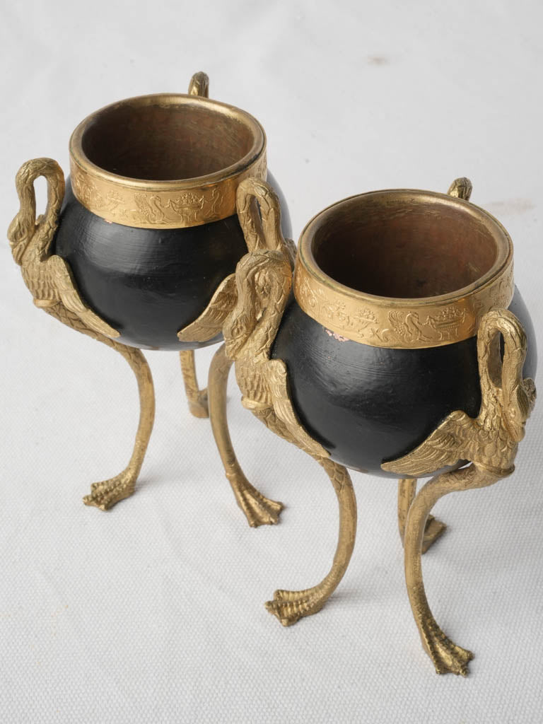 Pair of Antique French Patinated and Gilt Bronze Cassolettes - 6¼"