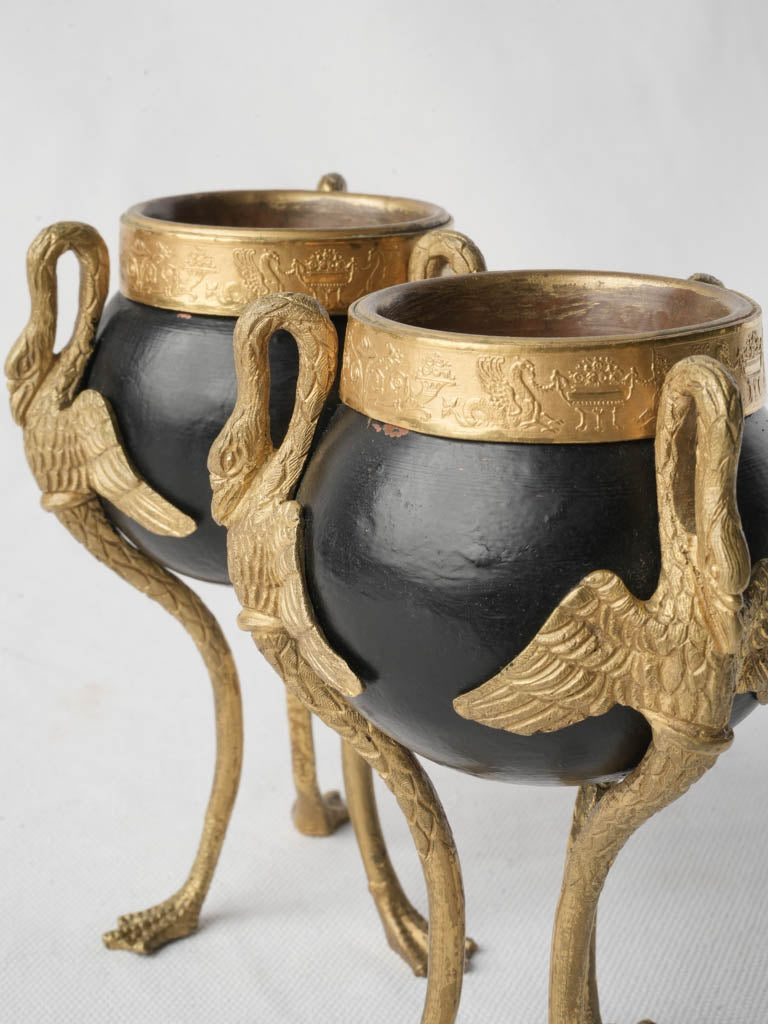 Pair of Antique French Patinated and Gilt Bronze Cassolettes - 6¼"