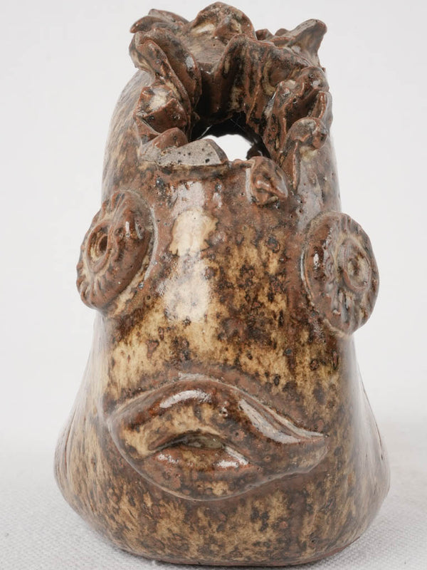 Retro speckled brown sculptural vase