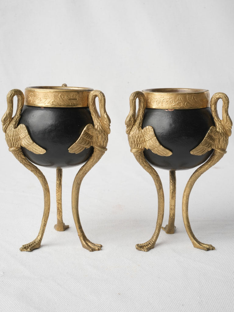 Pair of Antique French Patinated and Gilt Bronze Cassolettes - 6¼"