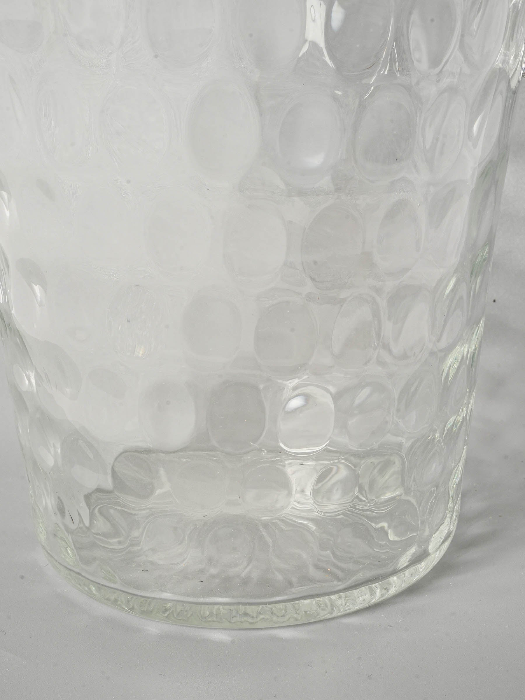 Small Vintage Glass Ice Bucket w/ Petite Handles & Dimpled Pattern