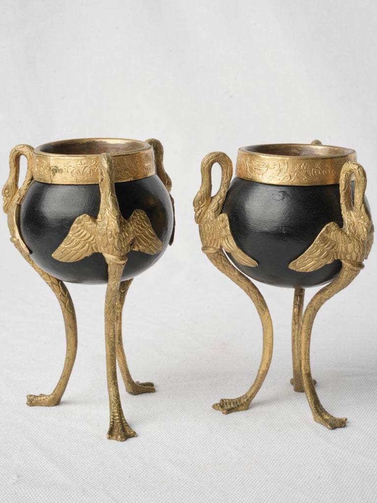Pair of Antique French Patinated and Gilt Bronze Cassolettes - 6¼"