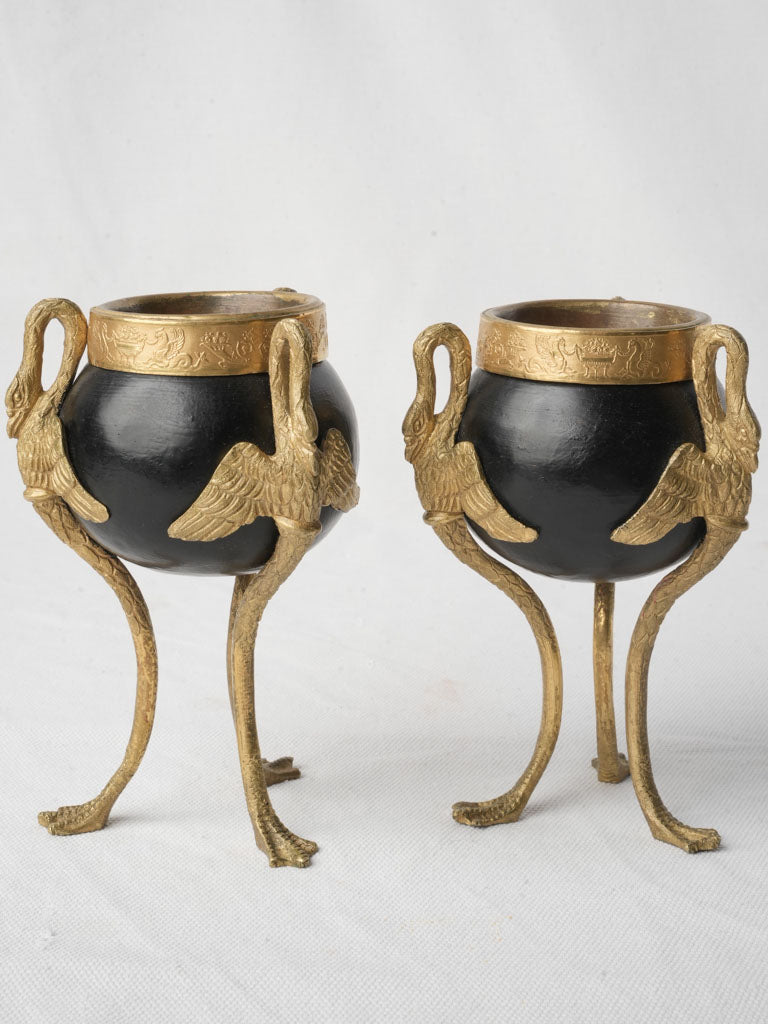 Pair of Antique French Patinated and Gilt Bronze Cassolettes - 6¼"