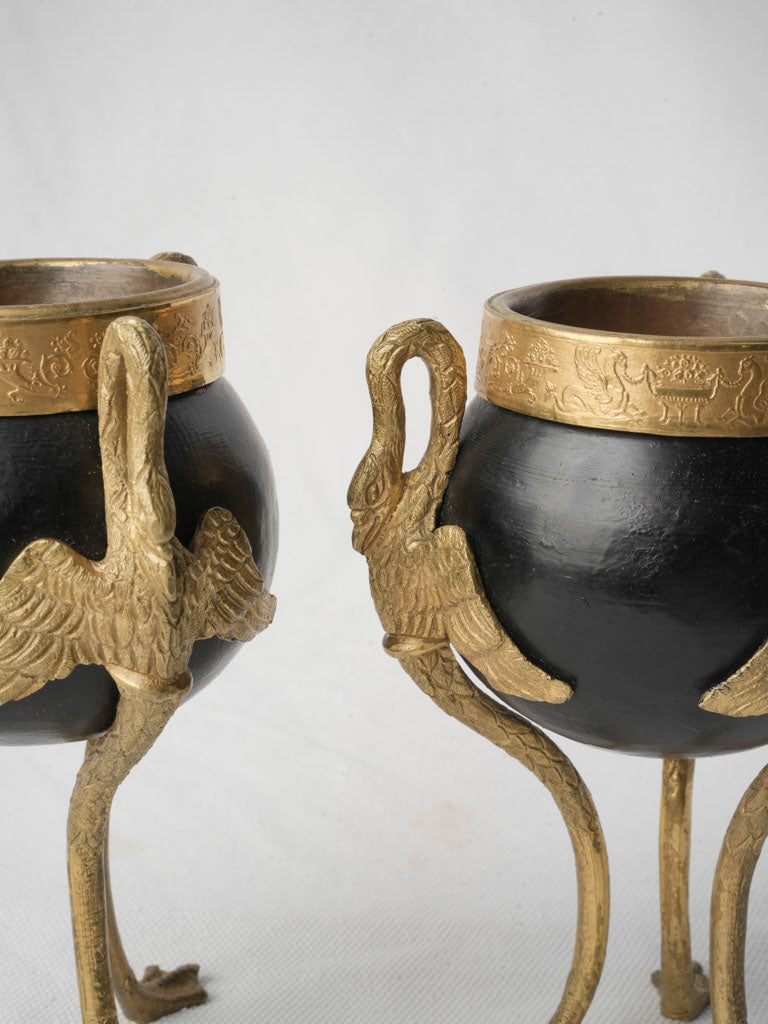 Pair of Antique French Patinated and Gilt Bronze Cassolettes - 6¼"