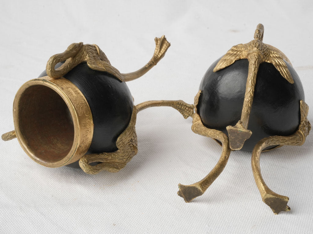 Pair of Antique French Patinated and Gilt Bronze Cassolettes - 6¼"