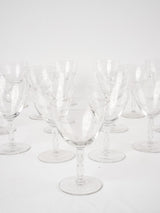 14 antique wine glasses w/ etched flowers