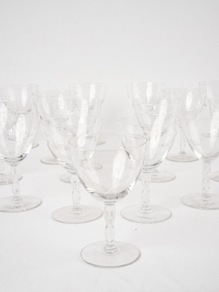 Antique floral 1950s wine glasses