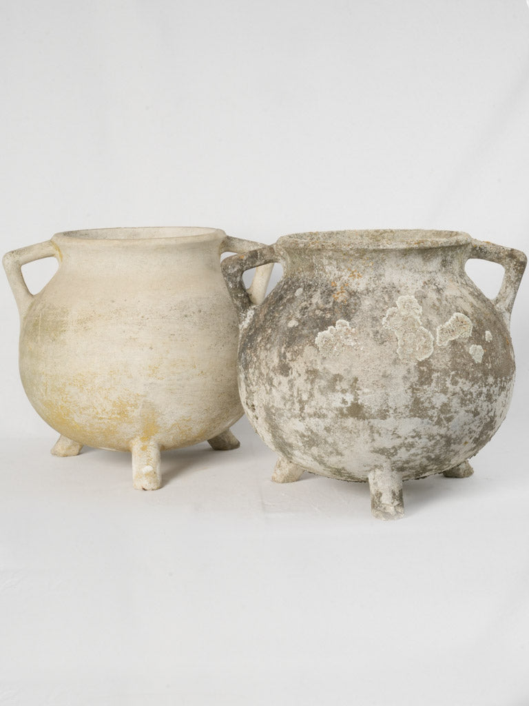 Vintage weathered marmite planters for outdoor