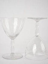 14 antique wine glasses w/ etched flowers