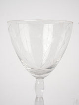 14 antique wine glasses w/ etched flowers