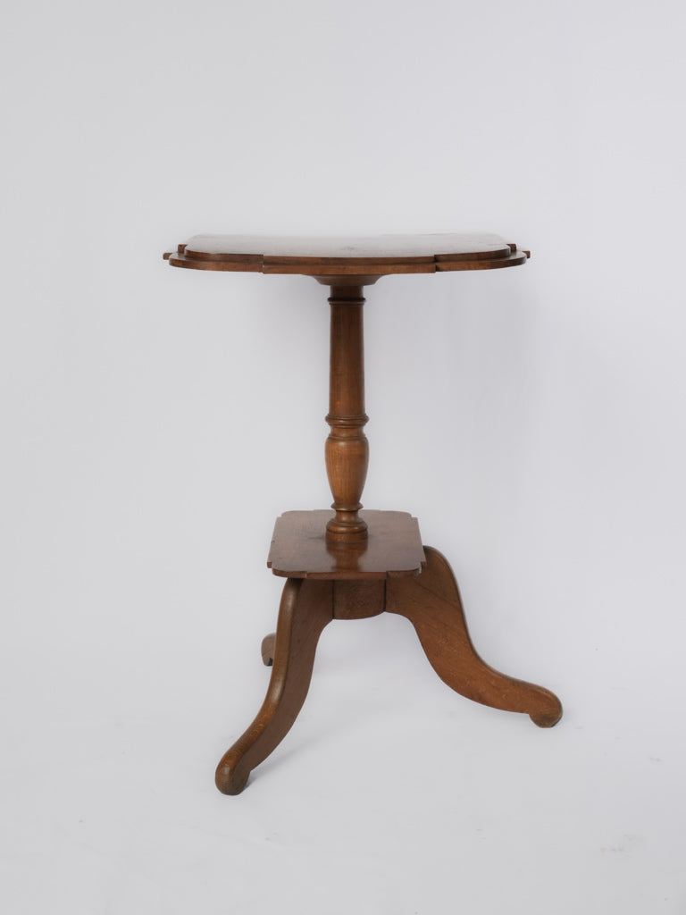 Folk art walnut tripod table  