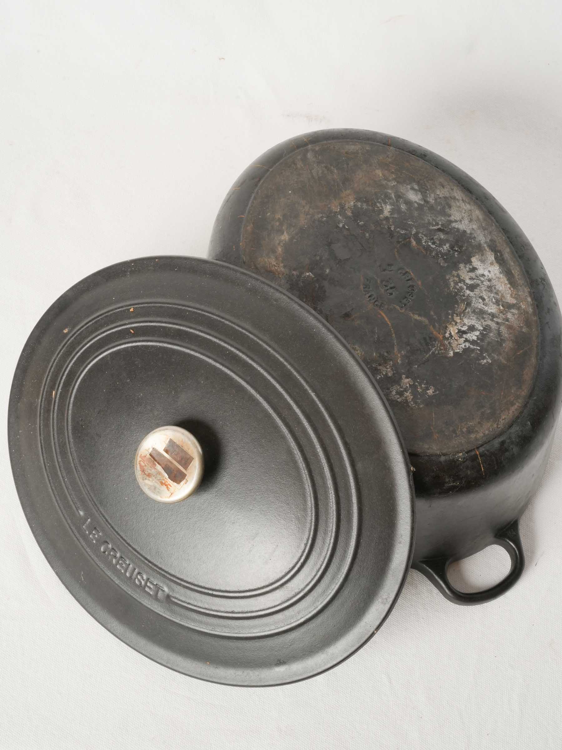 Vintage Le Creuset Black Oval Cast Iron Casserole 17¼" x 11¾"