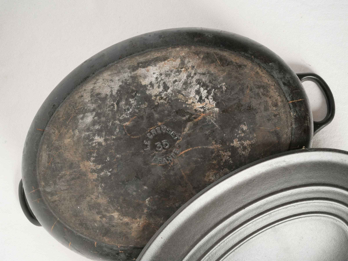 Vintage Le Creuset Black Oval Cast Iron Casserole 17¼" x 11¾"