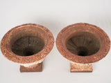 Pair of antique French cast iron Medici vases 11¾"