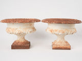 Pair of antique French cast iron Medici vases 11¾"