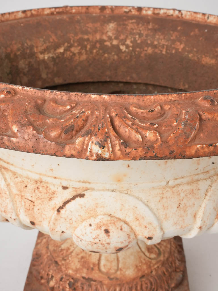Pair of antique French cast iron Medici vases 11¾"