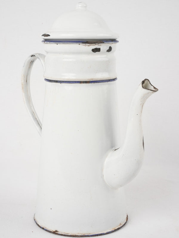Vintage French white enamelware pot