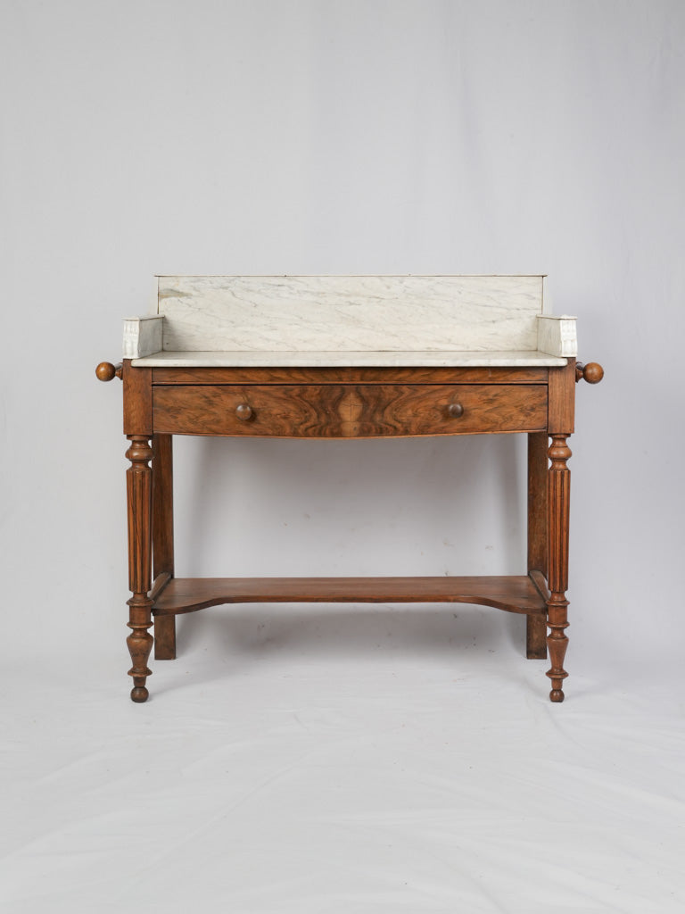 Provincial walnut washstand marble-top
