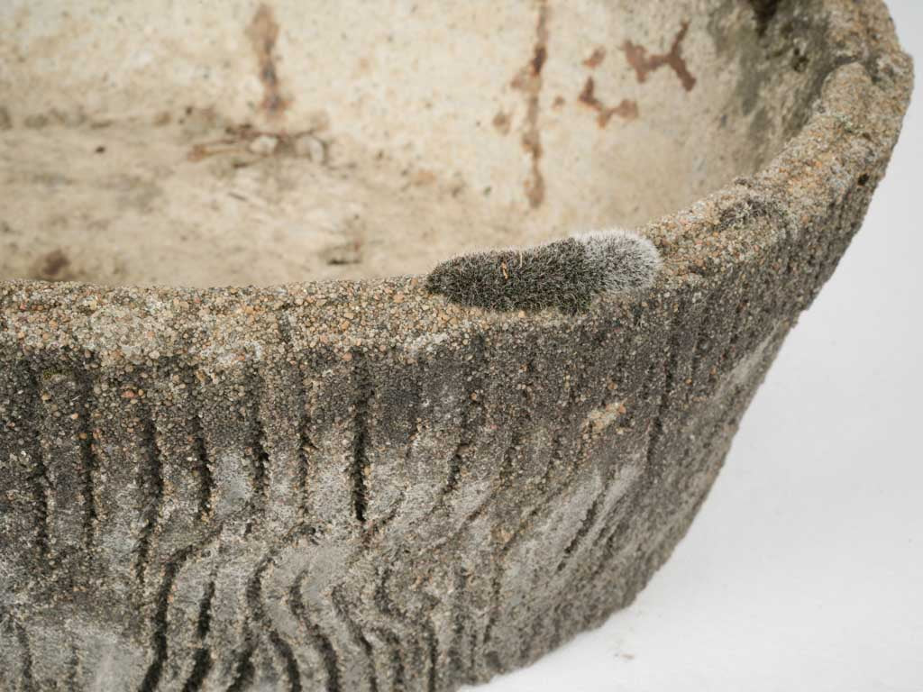 Aged cement faux bois planters 