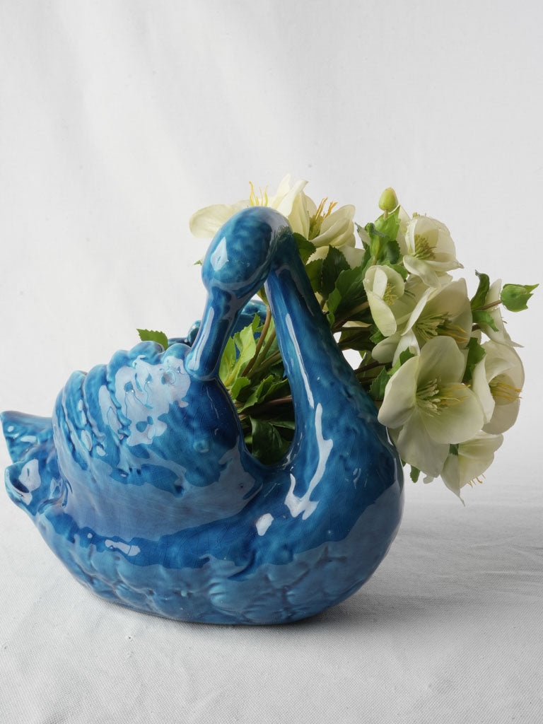 Eye-Catching Mid-Century Vallauris Swan Cachepot Signed Alain Maunier - 10¾"