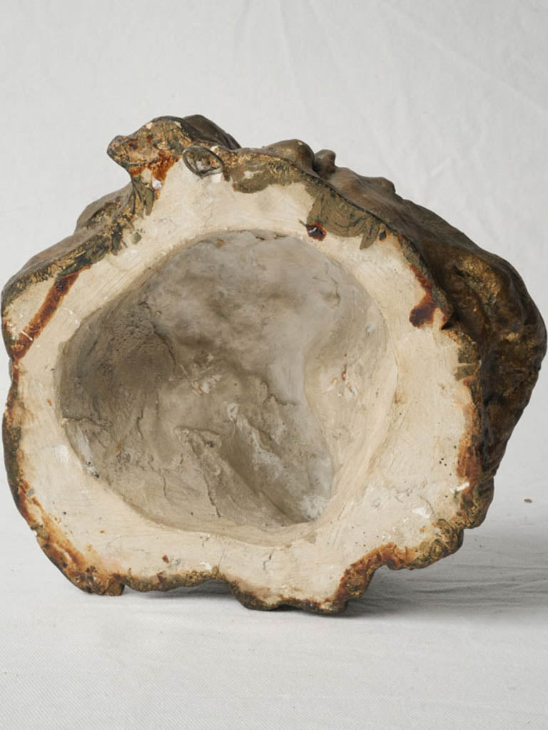 Patina-finished staff animal sculpture  