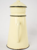 Antique French enamelware coffee pot - pale buttermilk yellow 11½"