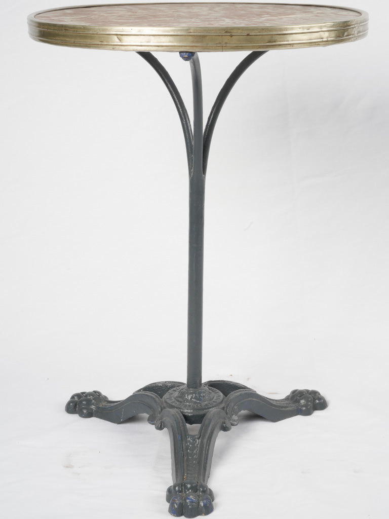 Antique red-marble French bistro table