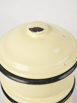 Antique French enamelware coffee pot - pale buttermilk yellow 11½"
