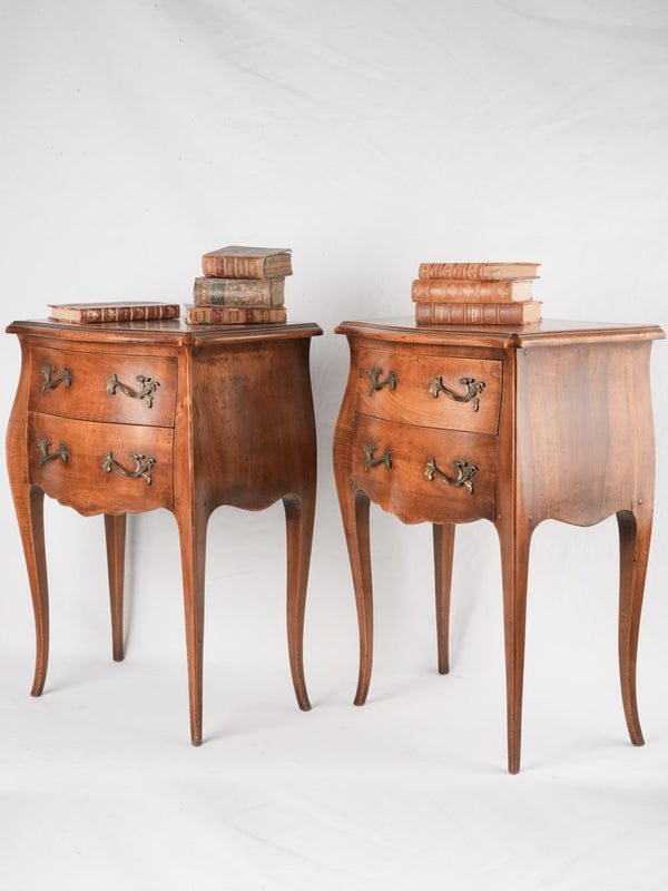 Pair Louis XV walnut nightstands 29½"