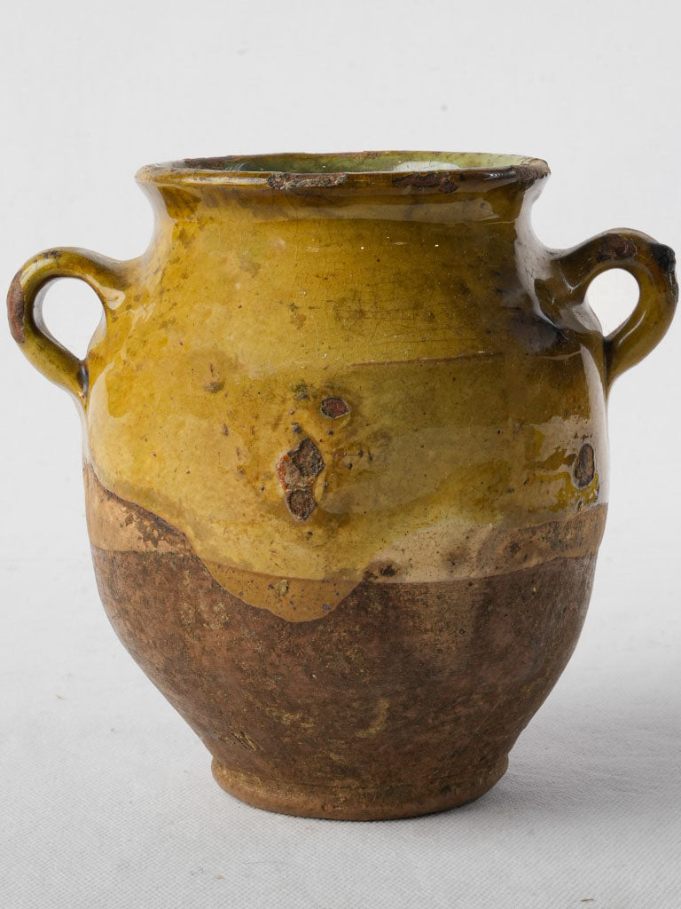 Historical olive glazed terracotta vessel  