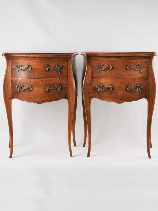 Pair Louis XV walnut nightstands 29½"