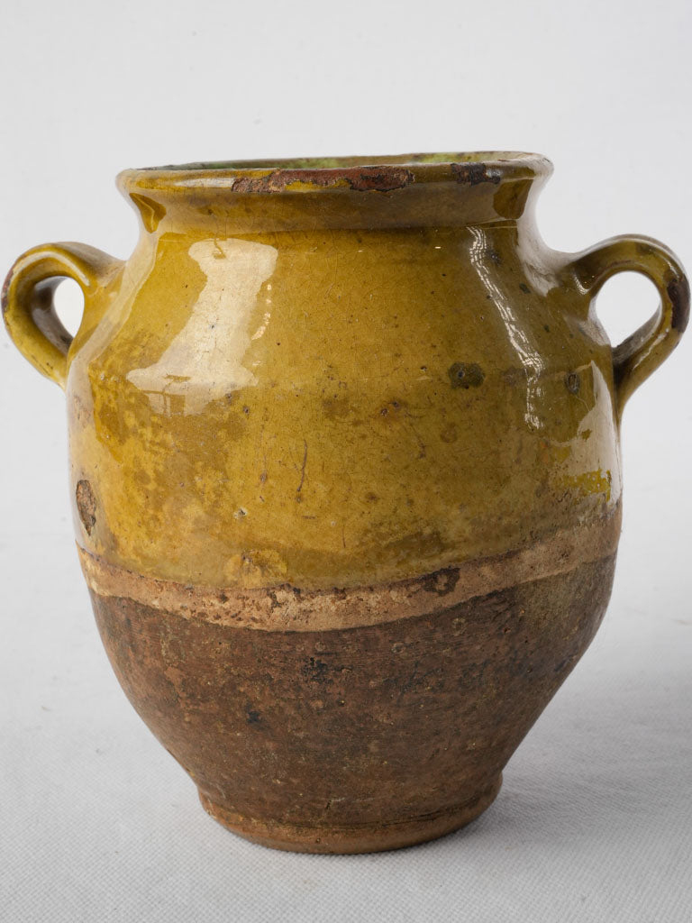 Vintage French olive green pot  