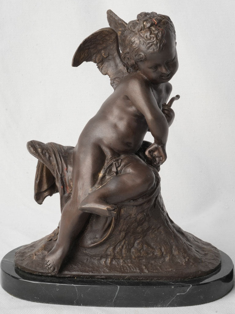 Pair of Petite 19th Century Bronze Cupids Signed Lemire - 10¾"