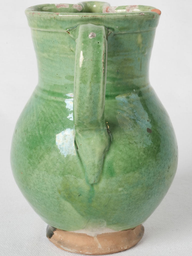 Small green French farmhouse pitcher