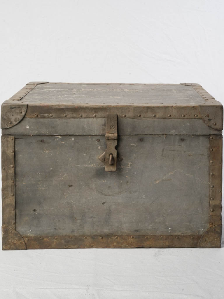 Timeworn patina painted wood chest  